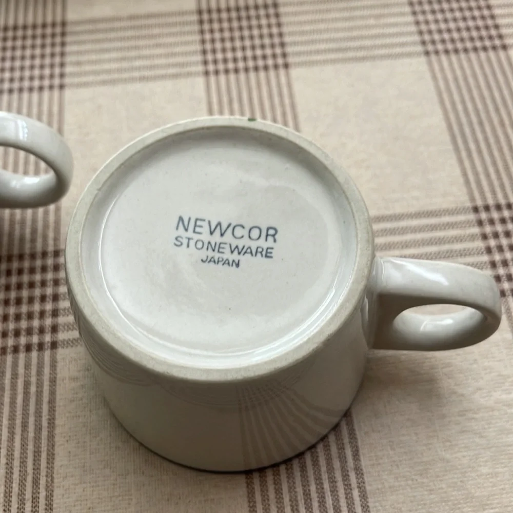 Newcor VTG Stoneware Tea Cups Japan Tulip Set of 3 Multicolor